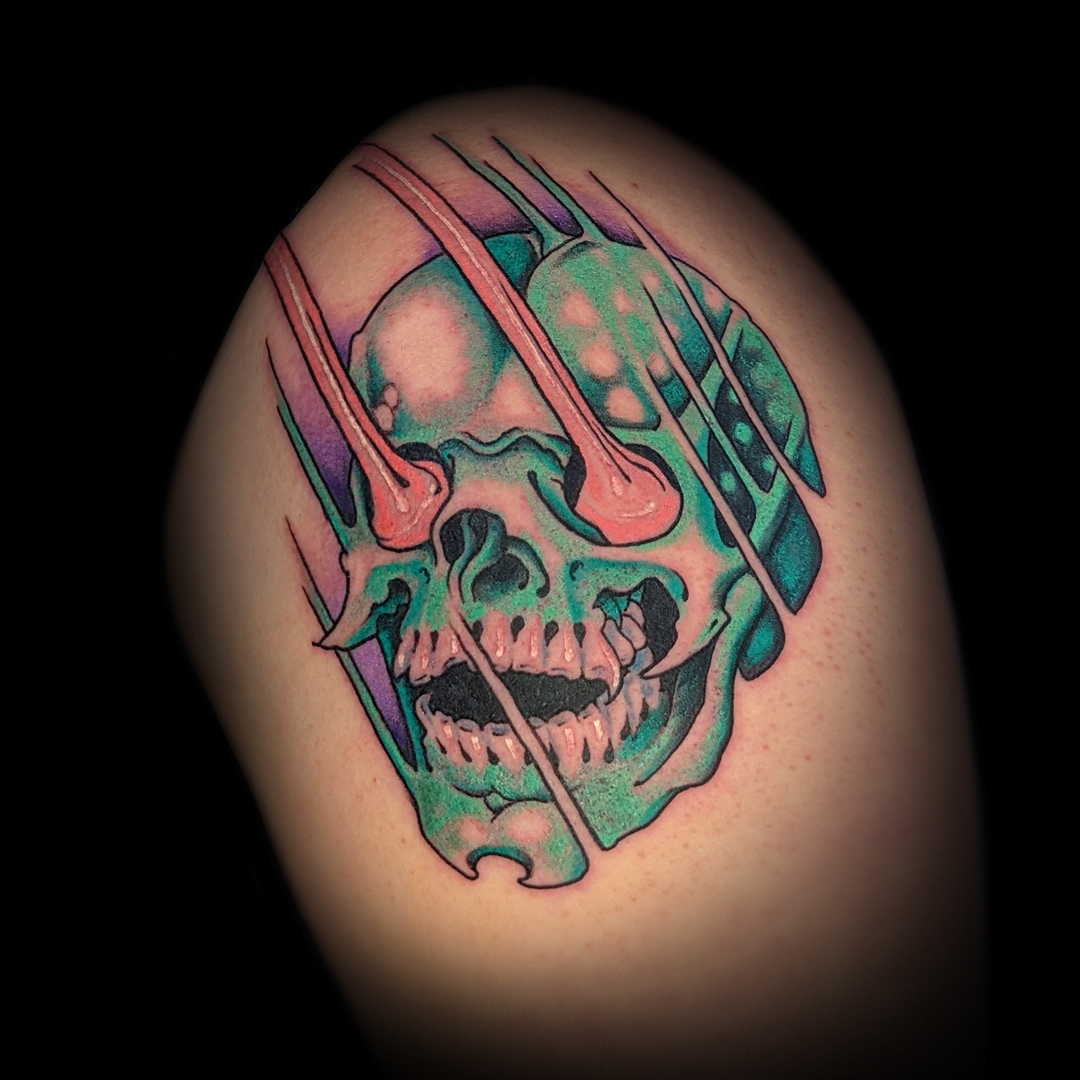 Cyber skull tattoo