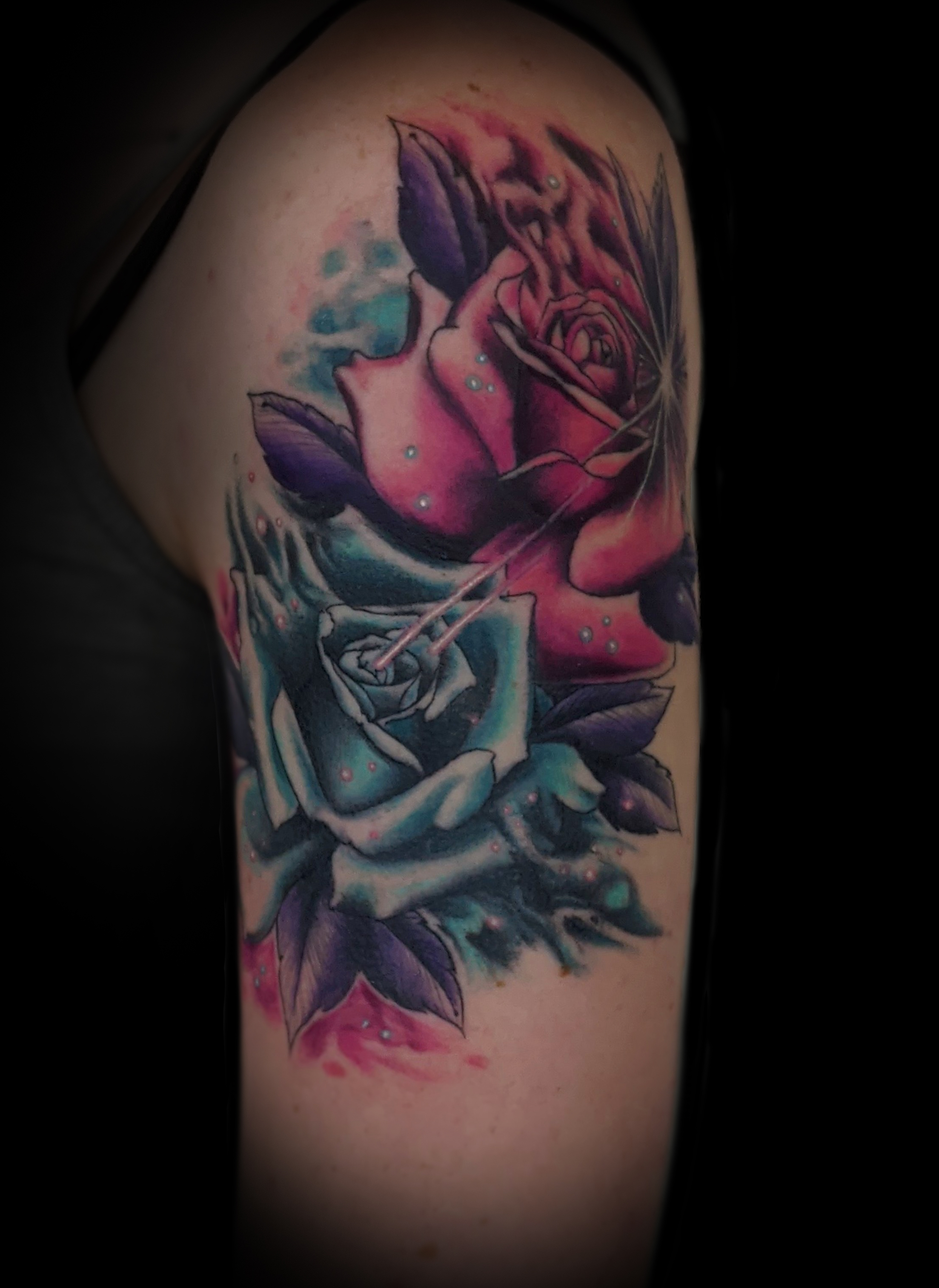 Space roses tattoo