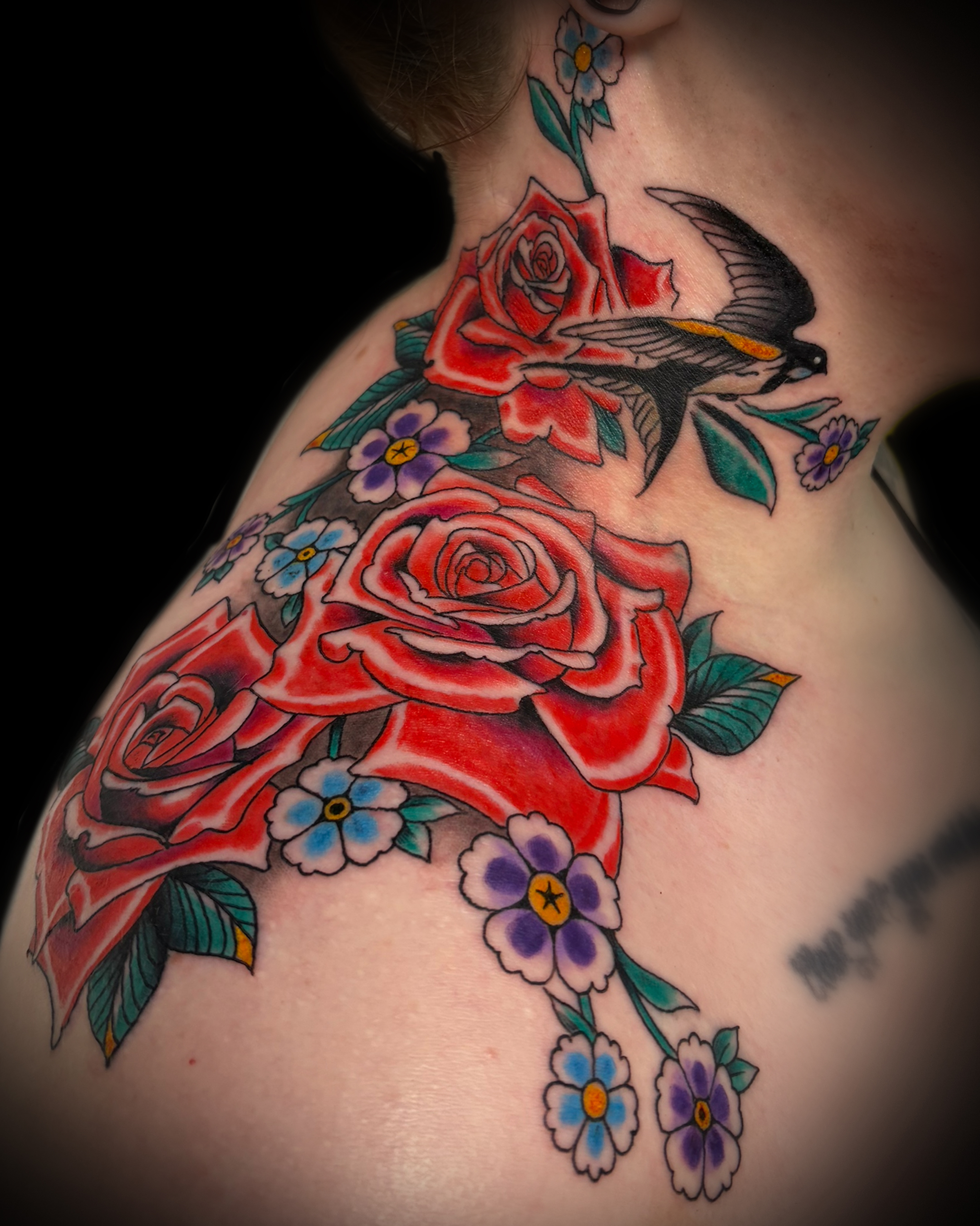 Traditional roses tattoo